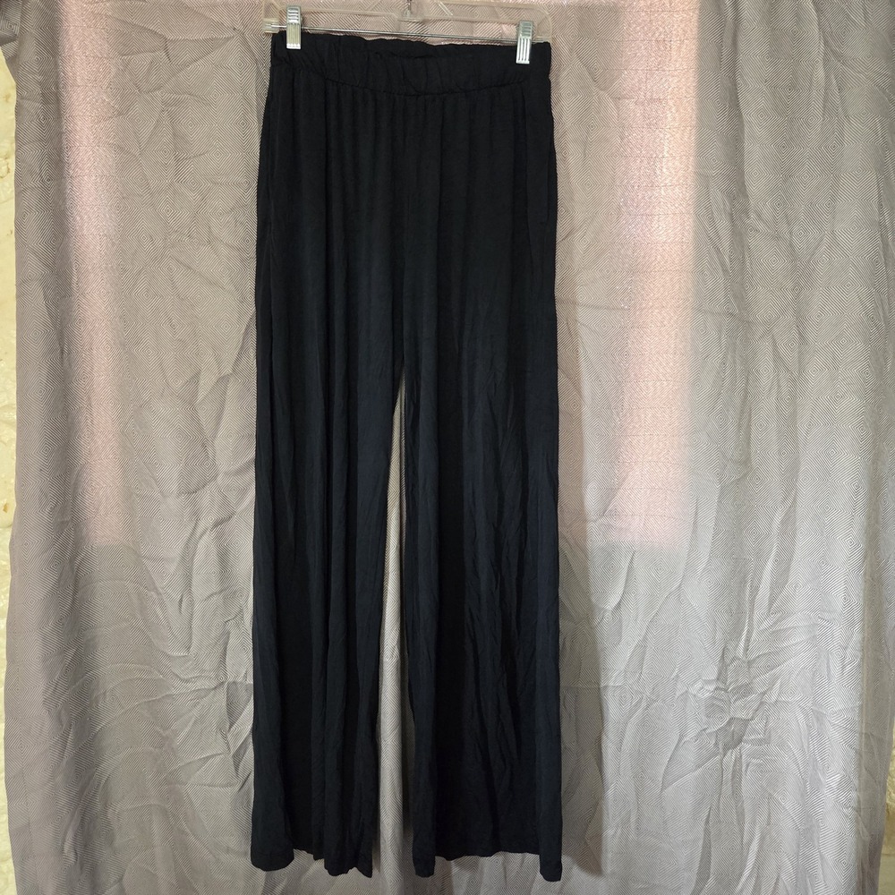 S.wear Pants Womens 1 Black Wide Leg Sweatpants Pull On Elastic Waist Lounge